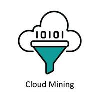 Cloud Mining Vector Fill outline Icon Design illustration. Smart Industries Symbol on White background EPS 10 File