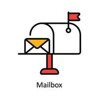 Mailbox Vector Fill outline Icon Design illustration. Digital Marketing  Symbol on White background EPS 10 File