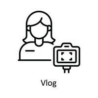 Vlog Vector   outline Icon Design illustration. Online streaming Symbol on White background EPS 10 File