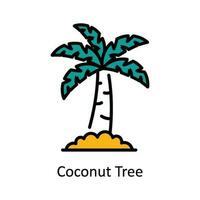 Coconut Tree Vector Fill outline Icon Design illustration. Travel and Hotel Symbol on White background EPS 10 File