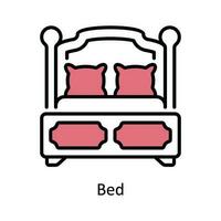 Bed Vector Fill outline Icon Design illustration. Travel and Hotel Symbol on White background EPS 10 File