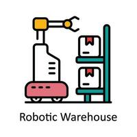 Robotic Warehouse Vector Fill outline Icon Design illustration. Smart Industries Symbol on White background EPS 10 File