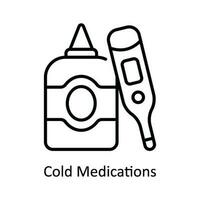 Cold Medications Vector  outline Icon Design illustration. Pharmacy  Symbol on White background EPS 10 File