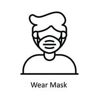 Wear Mask Vector  outline Icon Design illustration. Pharmacy  Symbol on White background EPS 10 File