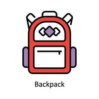 Backpack Vector Fill outline Icon Design illustration. Travel and Hotel Symbol on White background EPS 10 File