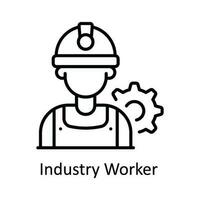 Industry Worker Vector  outline Icon Design illustration. Smart Industries Symbol on White background EPS 10 File