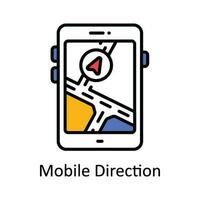 Mobile Direction Vector Fill outline Icon Design illustration. Map and Navigation Symbol on White background EPS 10 File
