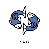 Pisces Vector Fill outline Icon Design illustration. Astrology And Zodiac Signs Symbol on White background EPS 10 File