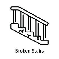 Broken Stairs Vector  outline Icon Design illustration. Home Repair And Maintenance Symbol on White background EPS 10 File