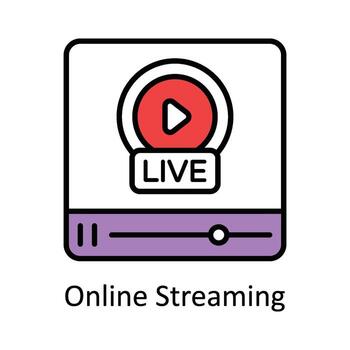 Online Streaming Vector  Fill outline Icon Design illustration. Online streaming Symbol on White background EPS 10 File