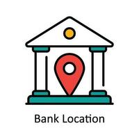 Bank Location Vector Fill outline Icon Design illustration. Map and Navigation Symbol on White background EPS 10 File