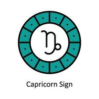 Capricorn Sign Vector Fill outline Icon Design illustration. Astrology And Zodiac Signs Symbol on White background EPS 10 File