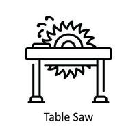 Table Saw Vector  outline Icon Design illustration. Home Repair And Maintenance Symbol on White background EPS 10 File