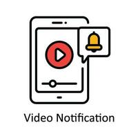 Video Notification Vector  Fill outline Icon Design illustration. Online streaming Symbol on White background EPS 10 File