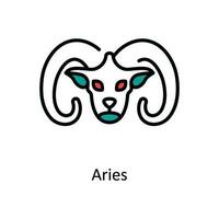 Aries  Vector Fill outline Icon Design illustration. Astrology And Zodiac Signs Symbol on White background EPS 10 File