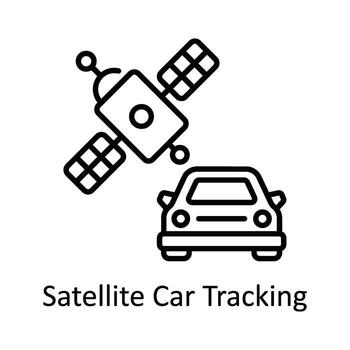 Satellite Car Tracking Vector  outline Icon Design illustration. Map and Navigation Symbol on White background EPS 10 File