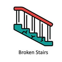 Broken Stairs Vector Fill outline Icon Design illustration. Home Repair And Maintenance Symbol on White background EPS 10 File