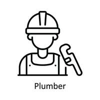 Plumber Vector  outline Icon Design illustration. Home Repair And Maintenance Symbol on White background EPS 10 File