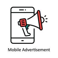 Mobile Advertisement Vector Fill outline Icon Design illustration. Digital Marketing  Symbol on White background EPS 10 File