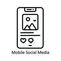 móvil social medios de comunicación vector contorno icono diseño ilustración. producto administración símbolo en blanco antecedentes eps 10 archivo