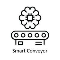 Smart Conveyor Vector  outline Icon Design illustration. Smart Industries Symbol on White background EPS 10 File