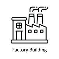 Factory Building Vector  outline Icon Design illustration. Smart Industries Symbol on White background EPS 10 File