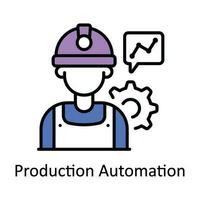 Production Automation Vector Fill outline Icon Design illustration. Smart Industries Symbol on White background EPS 10 File