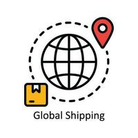 Global Shipping Vector Fill outline Icon Design illustration. Product Management Symbol on White background EPS 10 File