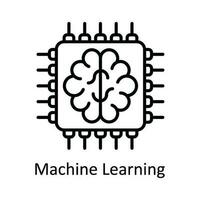 máquina aprendizaje vector contorno icono diseño ilustración. inteligente industrias símbolo en blanco antecedentes eps 10 archivo