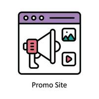 Promo Site Vector Fill outline Icon Design illustration. Digital Marketing  Symbol on White background EPS 10 File