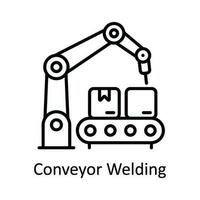 Conveyor Welding Vector  outline Icon Design illustration. Smart Industries Symbol on White background EPS 10 File