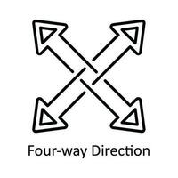 Four-way Direction Vector  outline Icon Design illustration. Map and Navigation Symbol on White background EPS 10 File