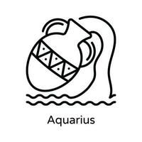 Aquarius  Vector  outline Icon Design illustration. Astrology And Zodiac Signs Symbol on White background EPS 10 File