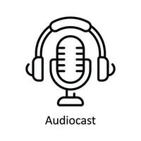 Audio cast Vector   outline Icon Design illustration. Online streaming Symbol on White background EPS 10 File