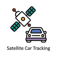 Satellite Car Tracking Vector Fill outline Icon Design illustration. Map and Navigation Symbol on White background EPS 10 File
