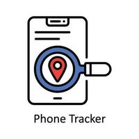 Phone Tracker Vector Fill outline Icon Design illustration. Map and Navigation Symbol on White background EPS 10 File