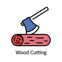 Wood Cutting Vector Fill outline Icon Design illustration. Home Repair And Maintenance Symbol on White background EPS 10 File