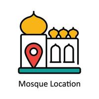 Mosque Location Vector Fill outline Icon Design illustration. Map and Navigation Symbol on White background EPS 10 File