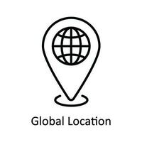 Global Location Vector  outline Icon Design illustration. Map and Navigation Symbol on White background EPS 10 File