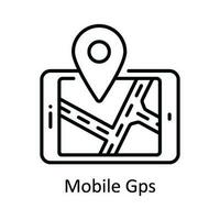 Mobile Gps Vector  outline Icon Design illustration. Map and Navigation Symbol on White background EPS 10 File