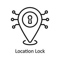 Location Lock Vector  outline Icon Design illustration. Map and Navigation Symbol on White background EPS 10 File