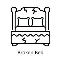 Broken Bed Vector  outline Icon Design illustration. Home Repair And Maintenance Symbol on White background EPS 10 File