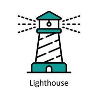 Lighthouse Vector Fill outline Icon Design illustration. Map and Navigation Symbol on White background EPS 10 File