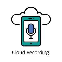 Cloud Recording Vector  Fill outline Icon Design illustration. Online streaming Symbol on White background EPS 10 File