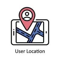 User Location Vector Fill outline Icon Design illustration. Map and Navigation Symbol on White background EPS 10 File