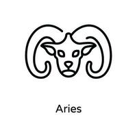 Aries vector contorno icono diseño ilustración. astrología y zodíaco señales símbolo en blanco antecedentes eps 10 archivo