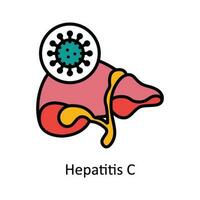 Hepatitis C Vector Fill outline Icon Design illustration. Pharmacy  Symbol on White background EPS 10 File