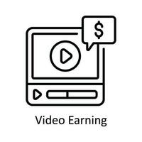 Video Earning Vector   outline Icon Design illustration. Online streaming Symbol on White background EPS 10 File