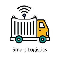 Smart Logistics Vector Fill outline Icon Design illustration. Smart Industries Symbol on White background EPS 10 File