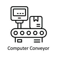 Computer Conveyor Vector  outline Icon Design illustration. Smart Industries Symbol on White background EPS 10 File
